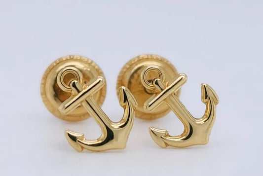 18k Yellow Gold Anchor Earrings