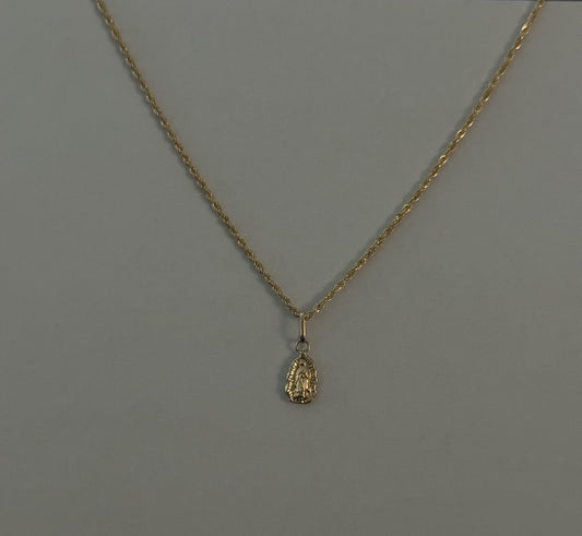 18k Rope Chain with Virgin Guadalupe Pendant